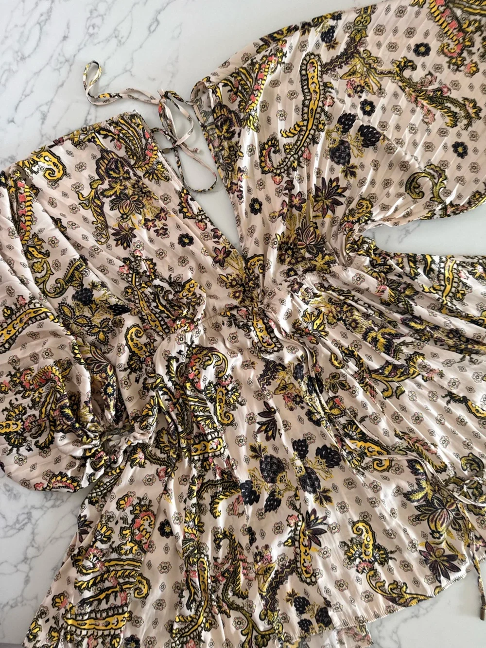 Free People Arzel Printed Mini Dress - Tea Combo - Size Small